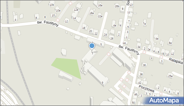 Kraków, św. s. Faustyny, 7, mapa Krakowa