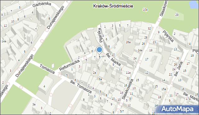 Kraków, św. Marka, 5, mapa Krakowa
