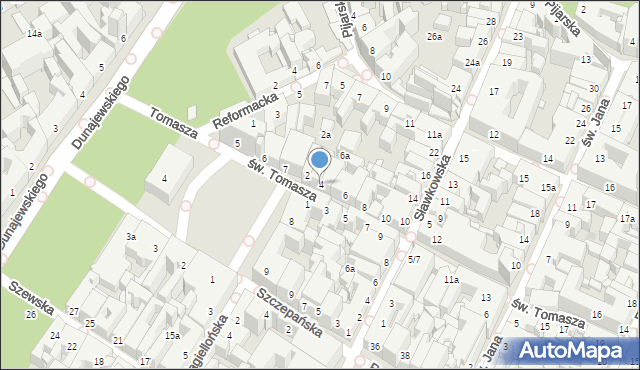 Kraków, św. Tomasza, 4, mapa Krakowa