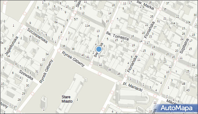 Kraków, św. Jana, 1, mapa Krakowa