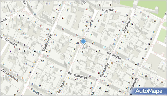 Kraków, św. Jana, 11, mapa Krakowa