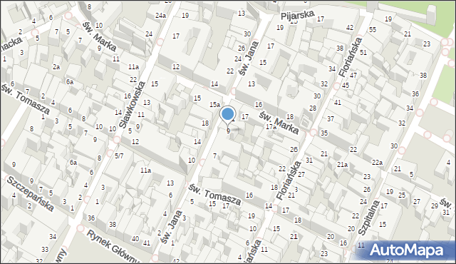 Kraków, św. Jana, 9, mapa Krakowa