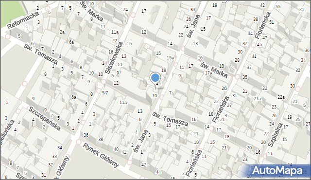 Kraków, św. Jana, 12, mapa Krakowa