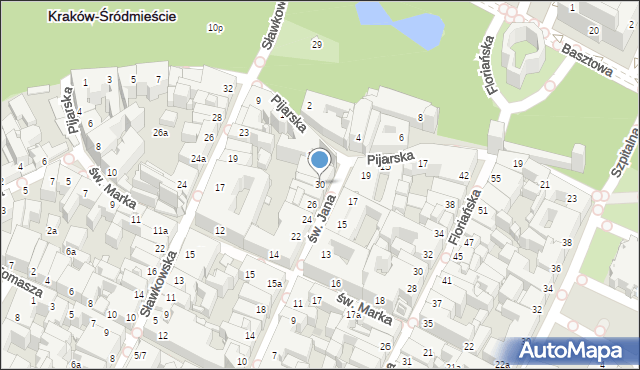 Kraków, św. Jana, 30, mapa Krakowa