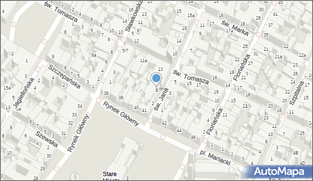 Kraków, św. Jana, 4, mapa Krakowa