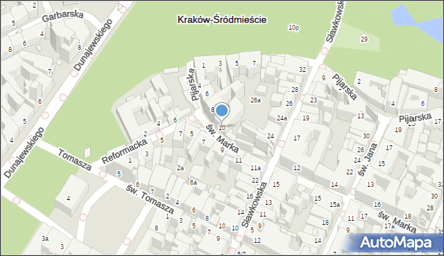 Kraków, św. Marka, 10, mapa Krakowa