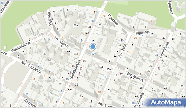 Kraków, św. Marka, 12, mapa Krakowa