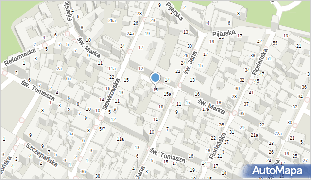 Kraków, św. Marka, 15, mapa Krakowa