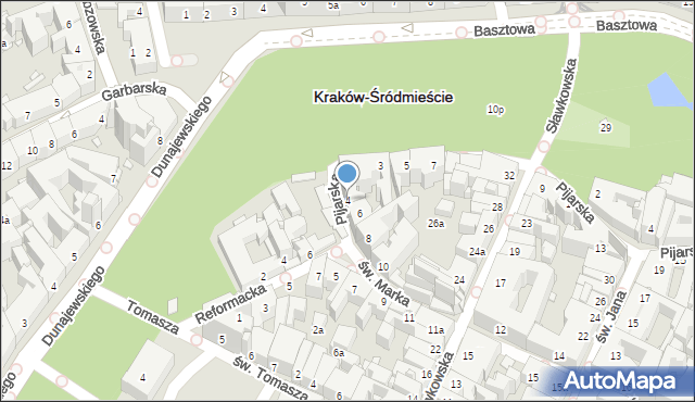 Kraków, św. Marka, 4, mapa Krakowa