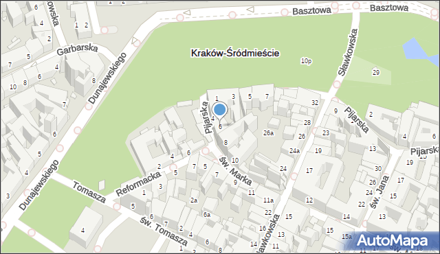 Kraków, św. Marka, 6, mapa Krakowa