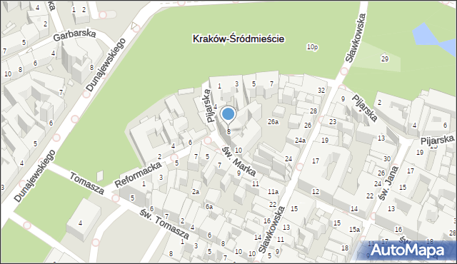 Kraków, św. Marka, 8, mapa Krakowa