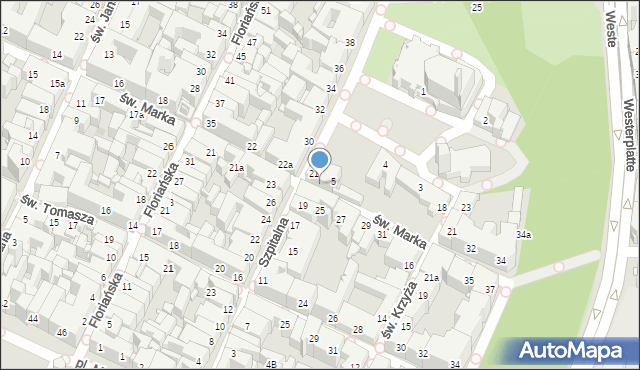 Kraków, św. Marka, 24, mapa Krakowa