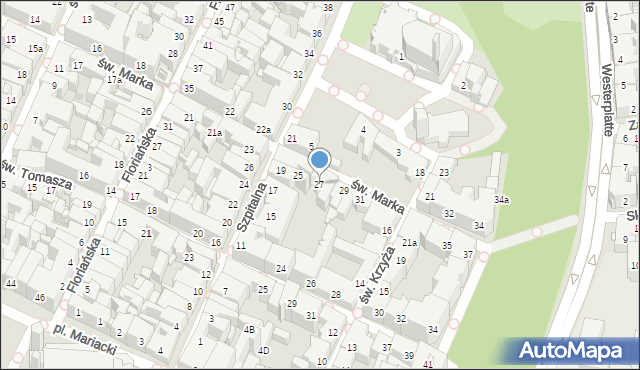 Kraków, św. Marka, 27, mapa Krakowa