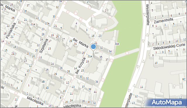 Kraków, św. Marka, 33, mapa Krakowa