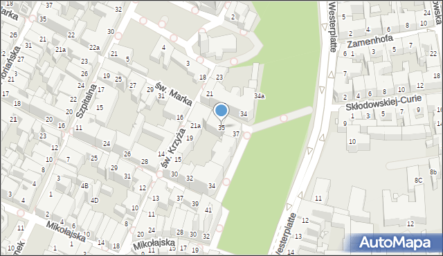 Kraków, św. Marka, 35, mapa Krakowa