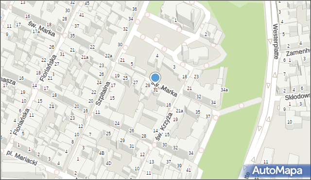 Kraków, św. Marka, 31, mapa Krakowa