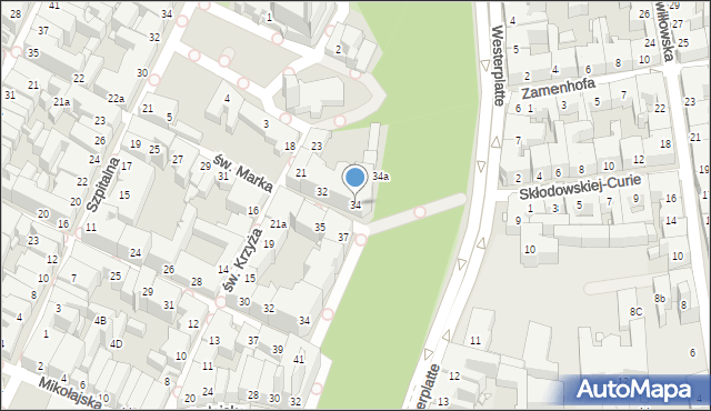 Kraków, św. Marka, 34, mapa Krakowa