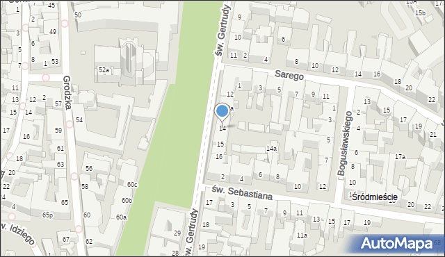 Kraków, św. Gertrudy, 14, mapa Krakowa