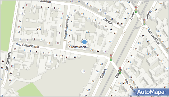 Kraków, św. Sebastiana, 18, mapa Krakowa