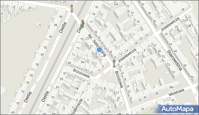 Kraków, św. Sebastiana, 31, mapa Krakowa