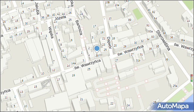 Kraków, św. Wawrzyńca, 20, mapa Krakowa