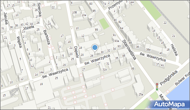 Kraków, św. Wawrzyńca, 28, mapa Krakowa