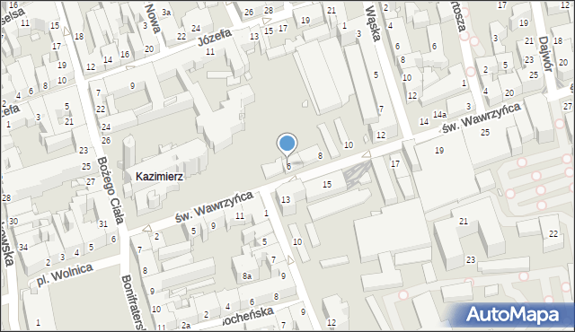 Kraków, św. Wawrzyńca, 6, mapa Krakowa