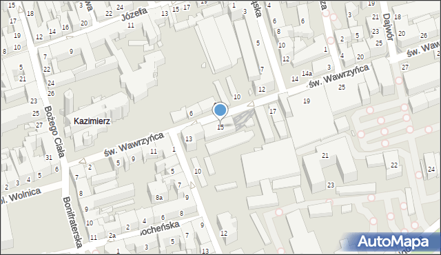 Kraków, św. Wawrzyńca, 15, mapa Krakowa