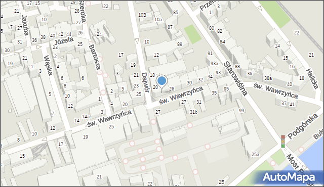 Kraków, św. Wawrzyńca, 24, mapa Krakowa