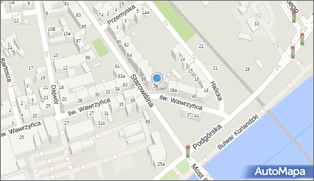 Kraków, św. Wawrzyńca, 36a, mapa Krakowa