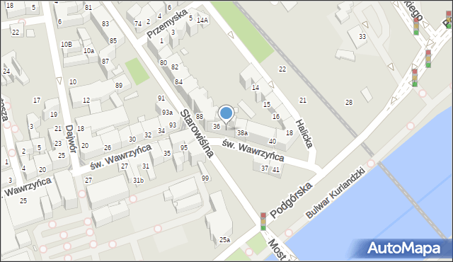 Kraków, św. Wawrzyńca, 38, mapa Krakowa