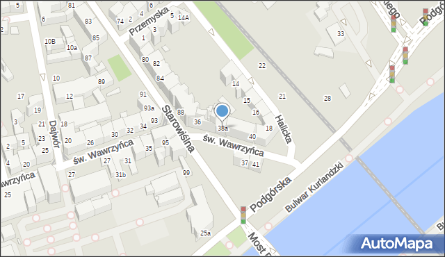 Kraków, św. Wawrzyńca, 38a, mapa Krakowa