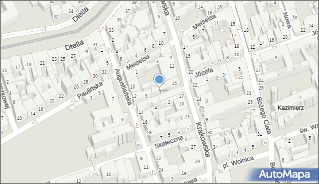 Kraków, św. Katarzyny, 3, mapa Krakowa