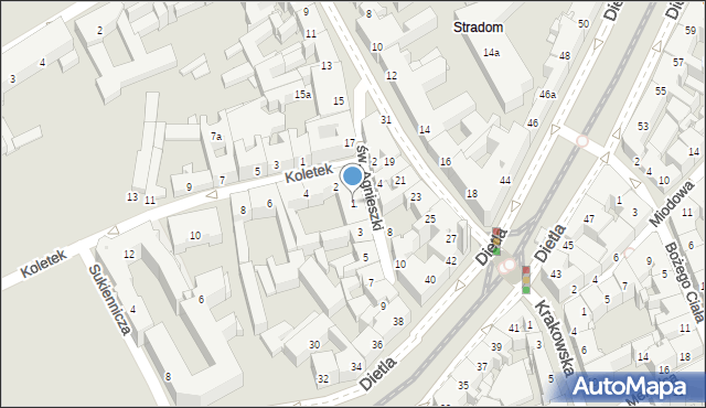Kraków, św. Agnieszki, 1, mapa Krakowa