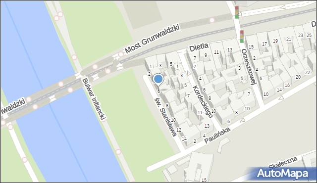 Kraków, św. Stanisława, 6, mapa Krakowa