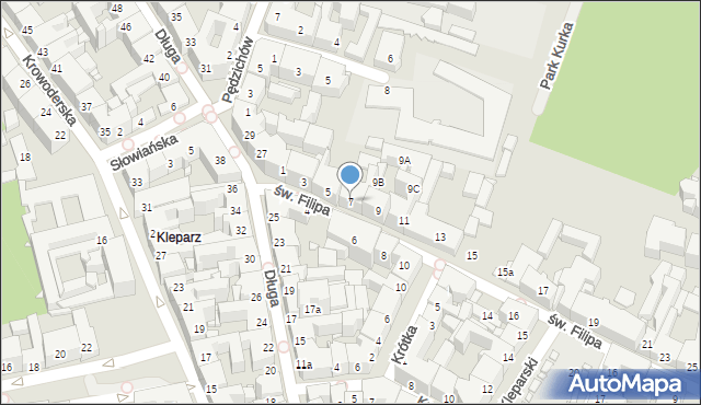 Kraków, św. Filipa, 7, mapa Krakowa