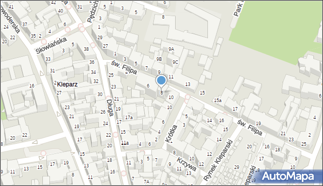 Kraków, św. Filipa, 8, mapa Krakowa