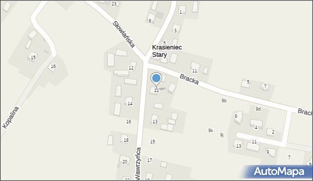 Krasieniec Stary, św. Wawrzyńca, 11, mapa Krasieniec Stary
