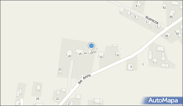 Krasieniec Zakupny, św. Anny, 12, mapa Krasieniec Zakupny