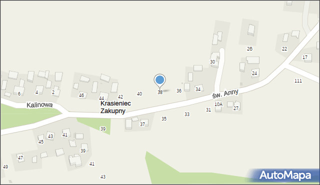 Krasieniec Zakupny, św. Anny, 38, mapa Krasieniec Zakupny