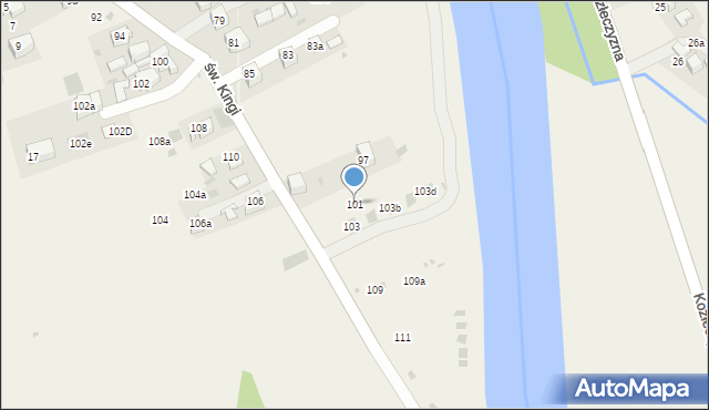 Krościenko nad Dunajcem, św. Kingi, 101, mapa Krościenko nad Dunajcem