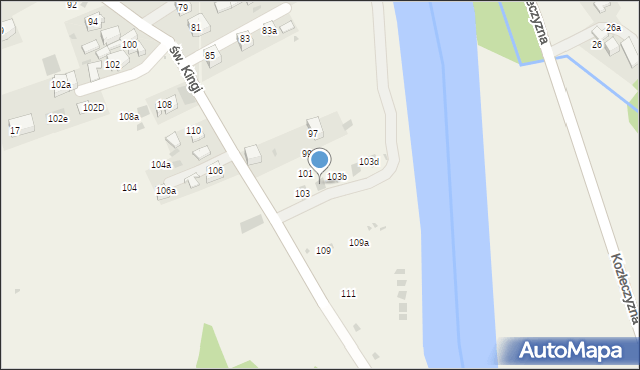 Krościenko nad Dunajcem, św. Kingi, 103a, mapa Krościenko nad Dunajcem