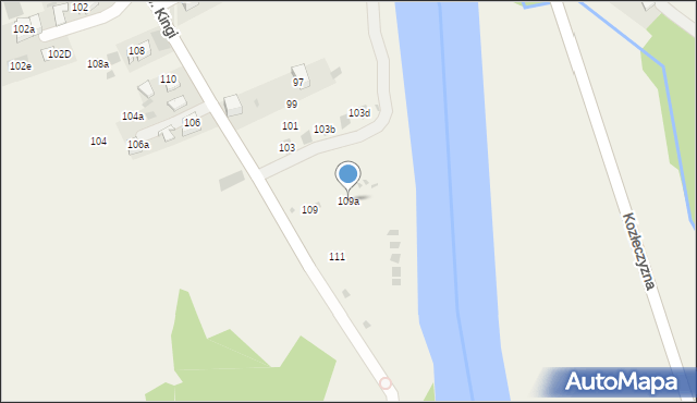 Krościenko nad Dunajcem, św. Kingi, 109a, mapa Krościenko nad Dunajcem