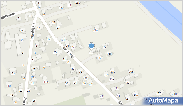 Krościenko nad Dunajcem, św. Kingi, 31, mapa Krościenko nad Dunajcem