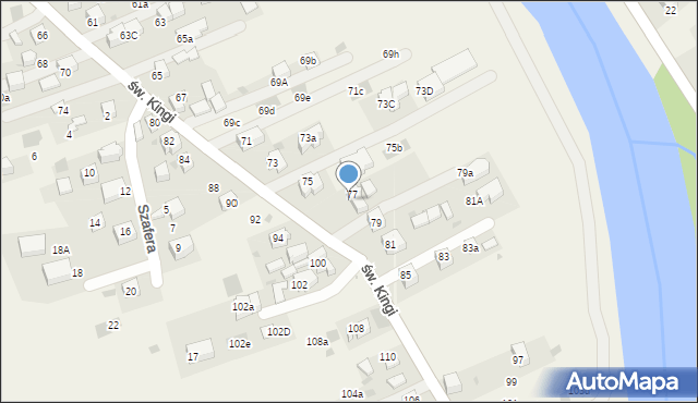 Krościenko nad Dunajcem, św. Kingi, 77a, mapa Krościenko nad Dunajcem