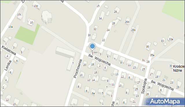 Krosno, św. Wojciecha, 1, mapa Krosna