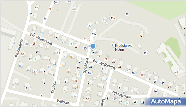 Krosno, św. Wojciecha, 17, mapa Krosna