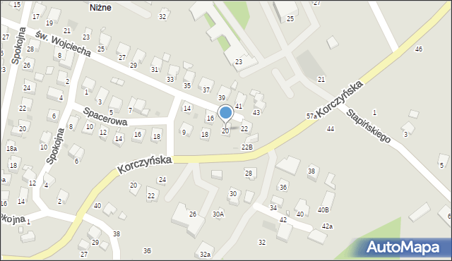 Krosno, św. Wojciecha, 20, mapa Krosna