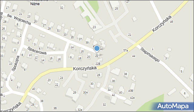 Krosno, św. Wojciecha, 22, mapa Krosna