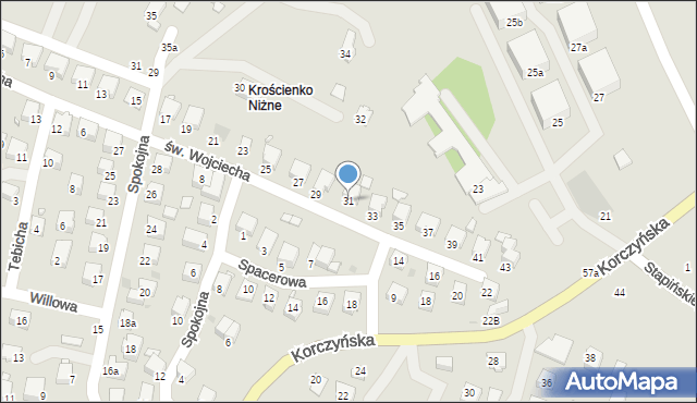 Krosno, św. Wojciecha, 31, mapa Krosna